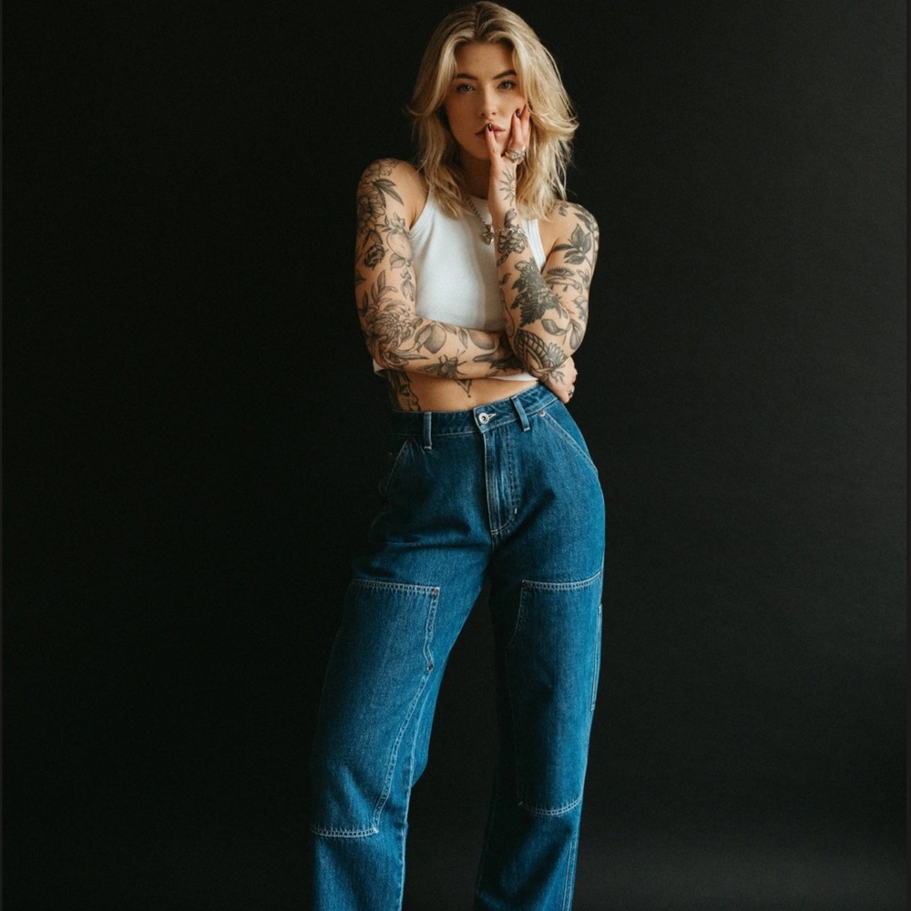 P&Co ALBION CARPENTER PANT - WASHED DENIM